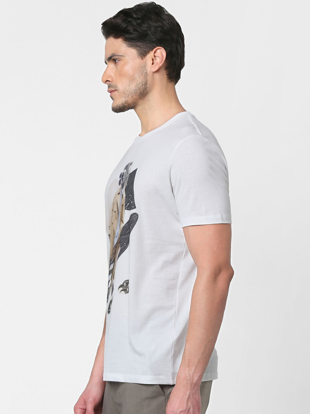 White Graphic Print Crew Neck T-Shirt