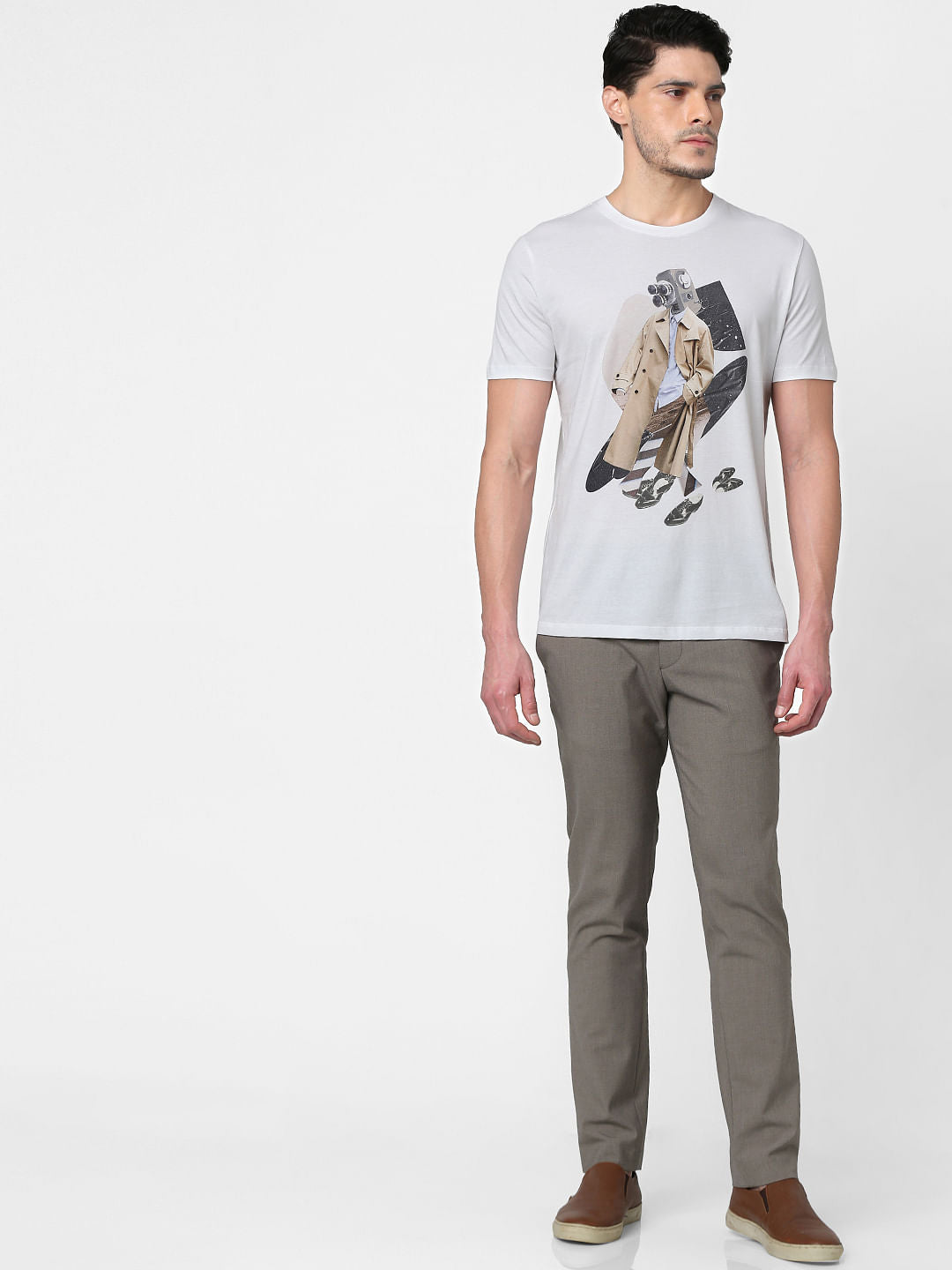 White Graphic Print Crew Neck T-Shirt
