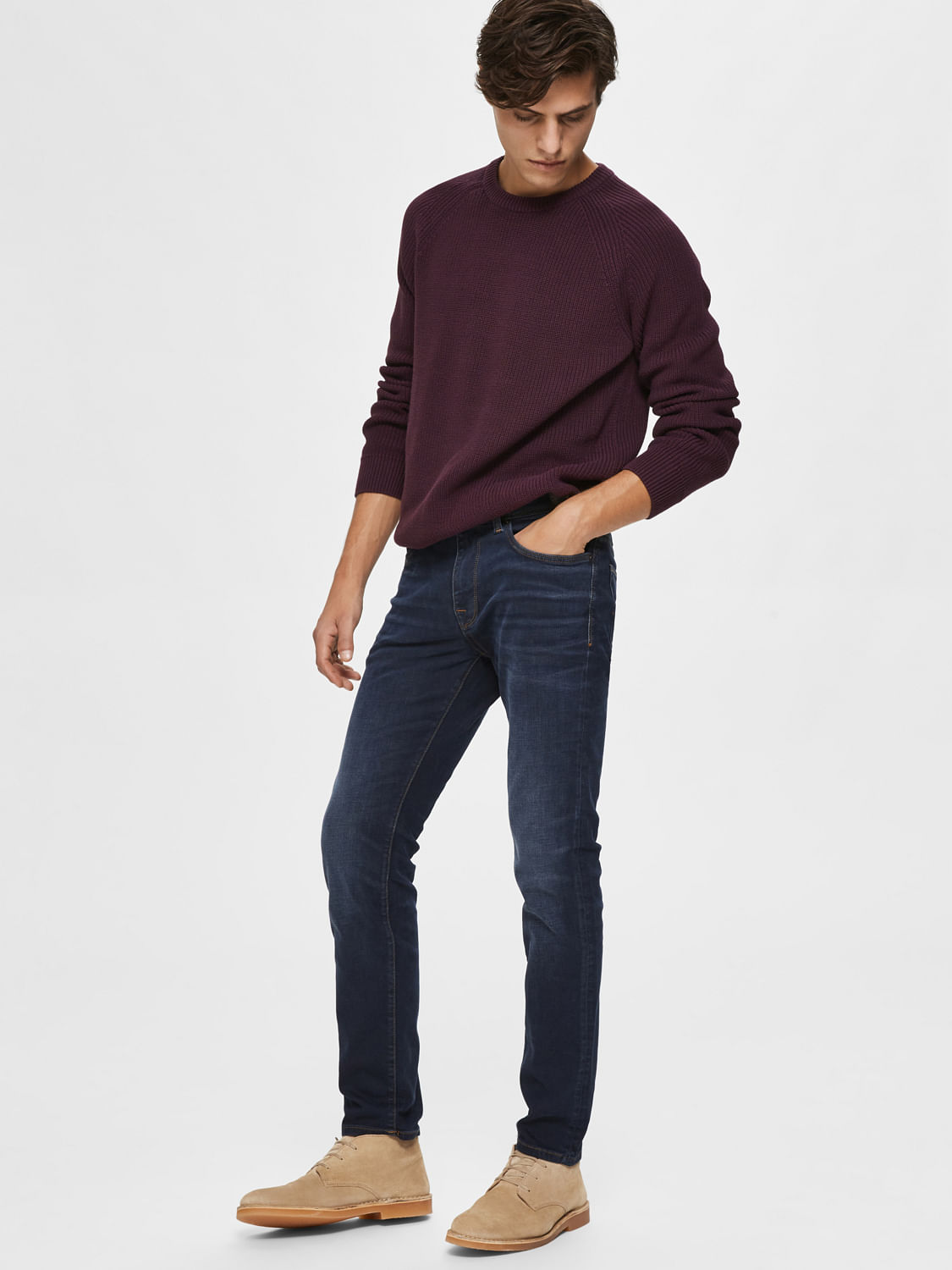 Blue Mid Rise Organic Cotton Slim Fit Jeans