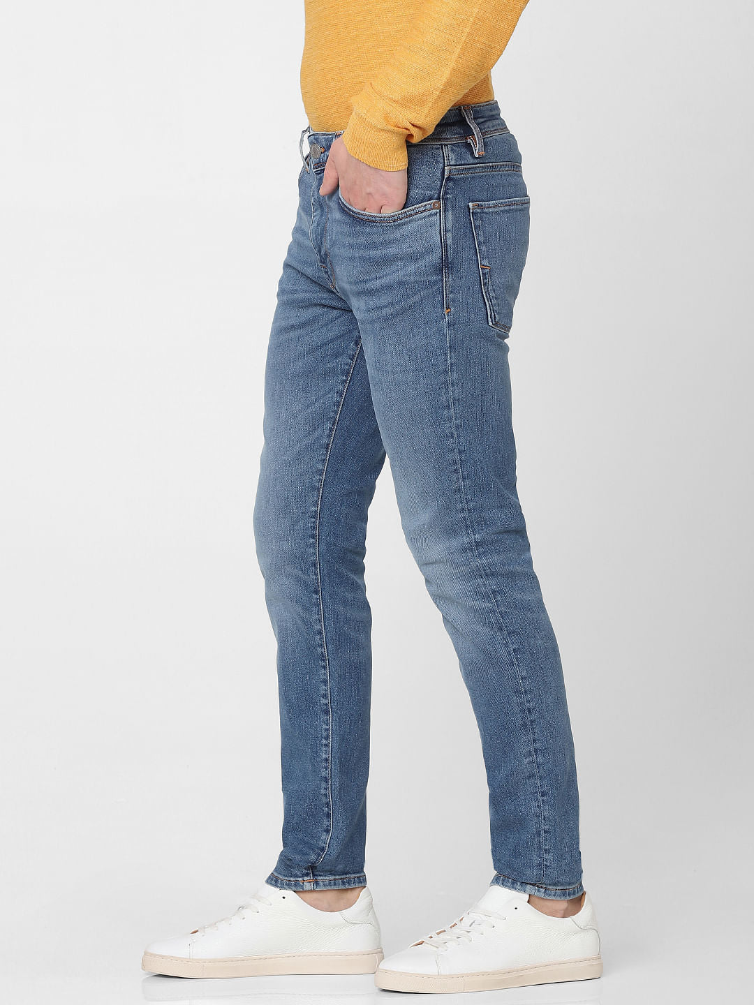 Light Blue Leon Mid Rise Slim Fit Jeans
