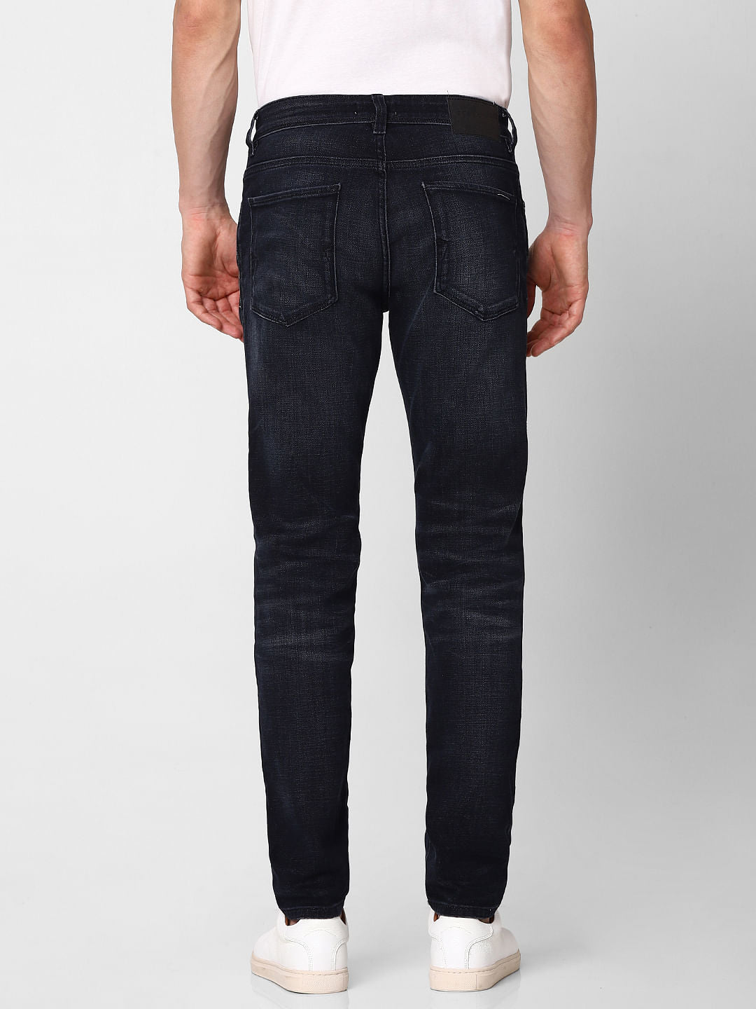 Black Leon Mid Rise Slim Fit Distressed Jeans