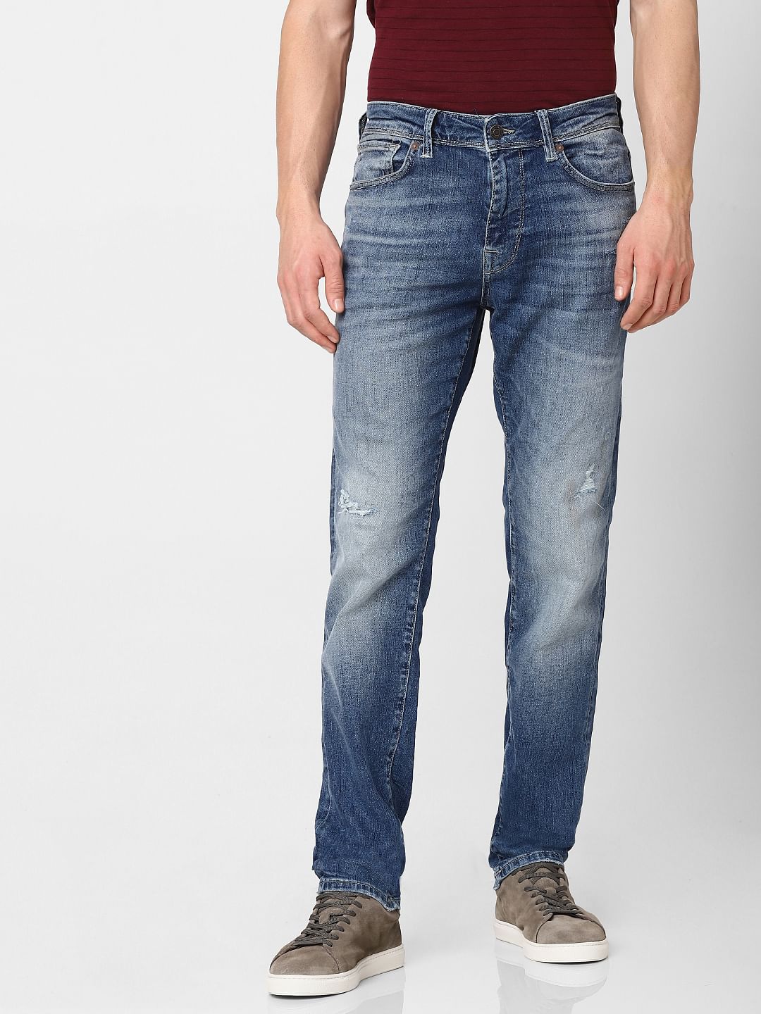 Dark Blue Leon Mid Rise Slim Fit Jeans