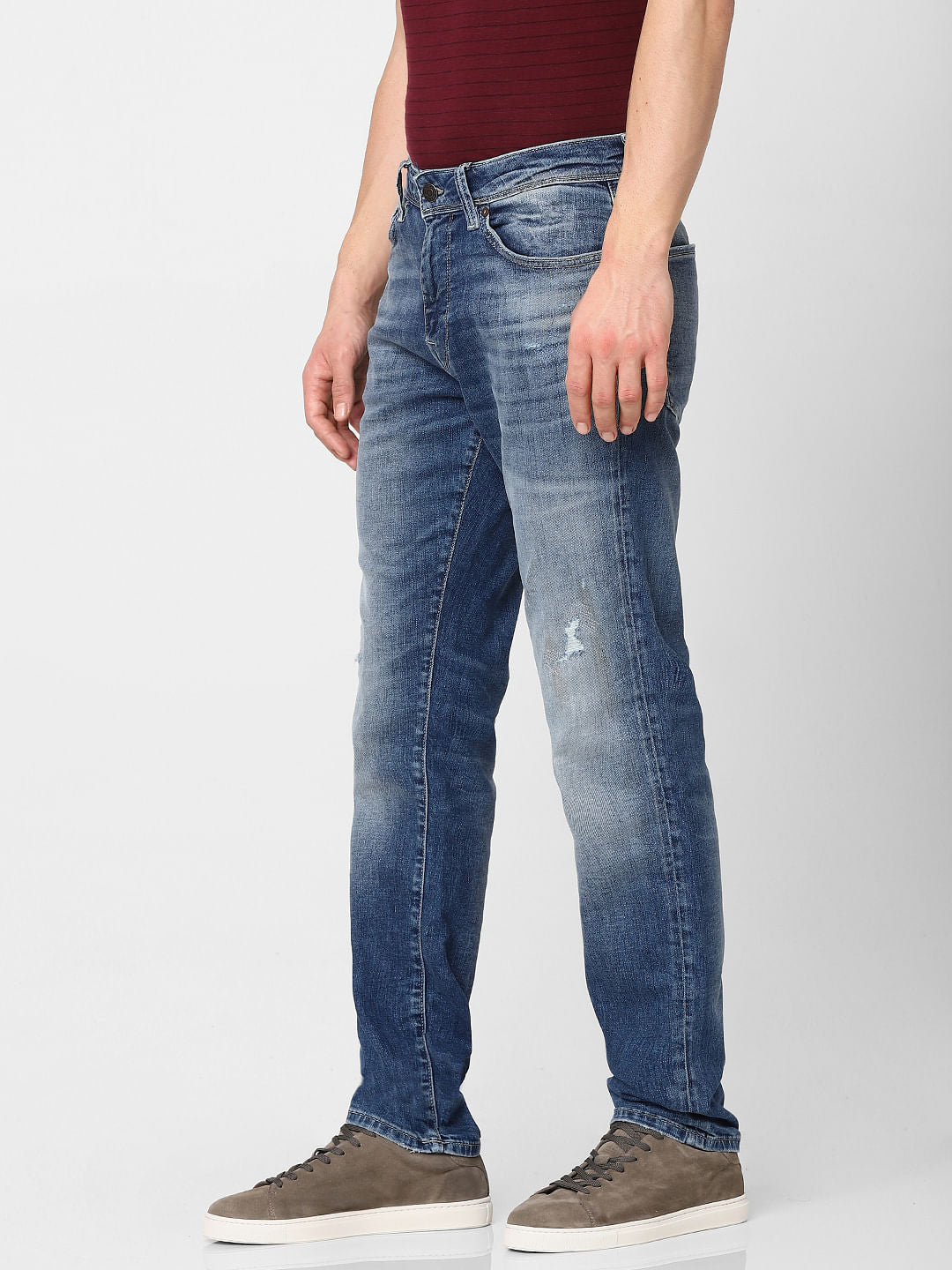Dark Blue Leon Mid Rise Slim Fit Jeans
