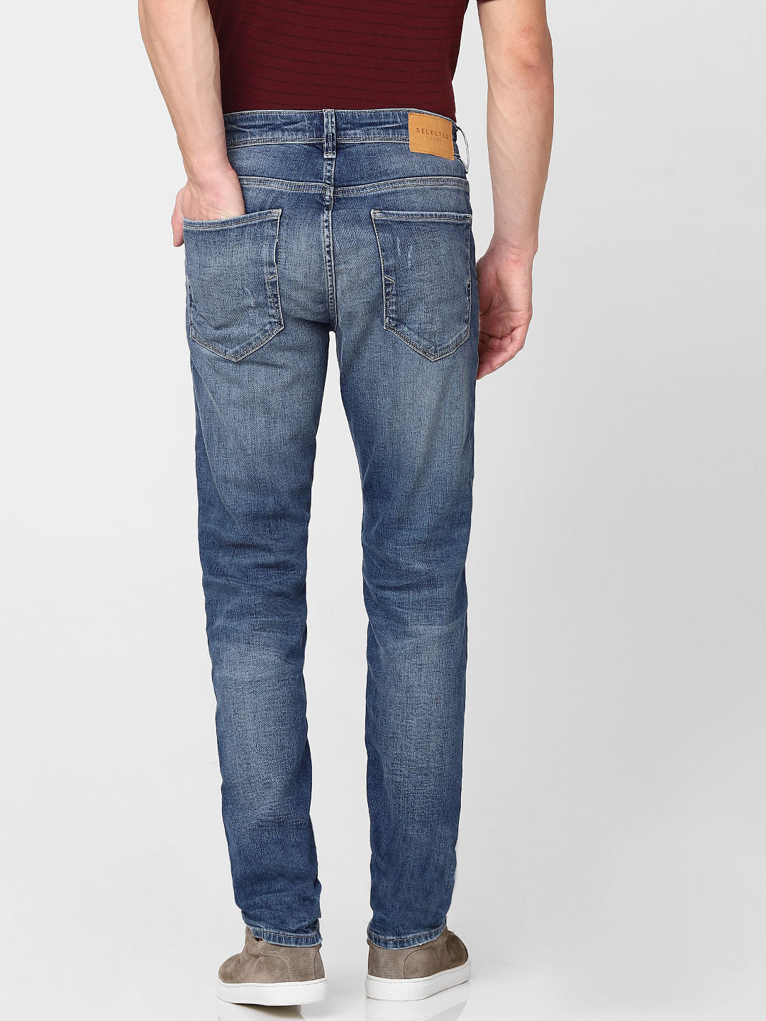 Dark Blue Leon Mid Rise Slim Fit Jeans