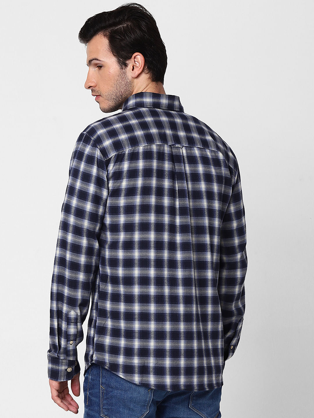 Dark Blue Check Full Sleeves Shirt