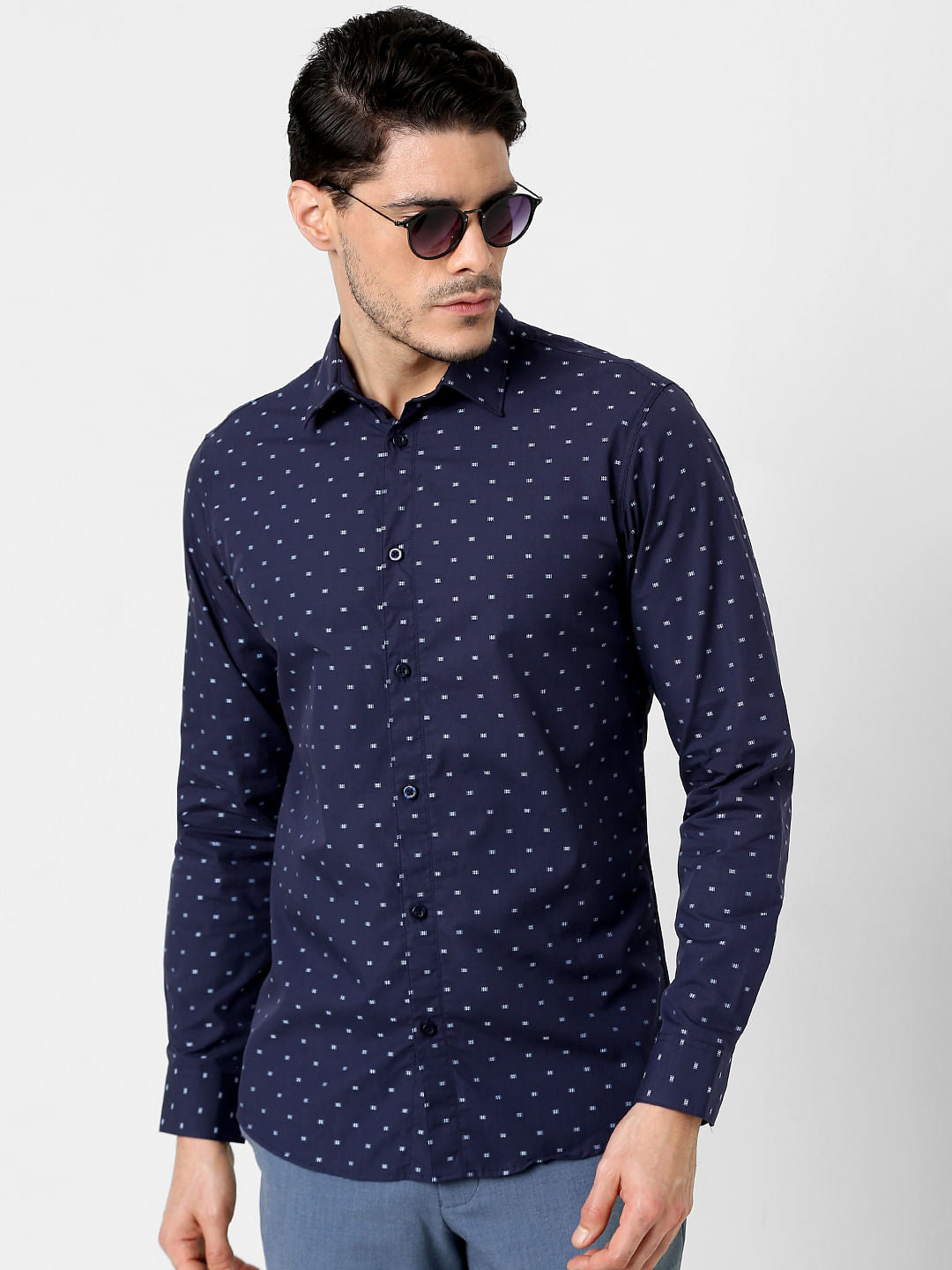 Blue All Over Print Full Sleeves Shirt