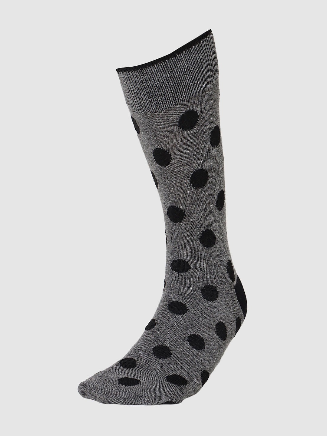 Grey Polka Dot Mid Calf Length Socks