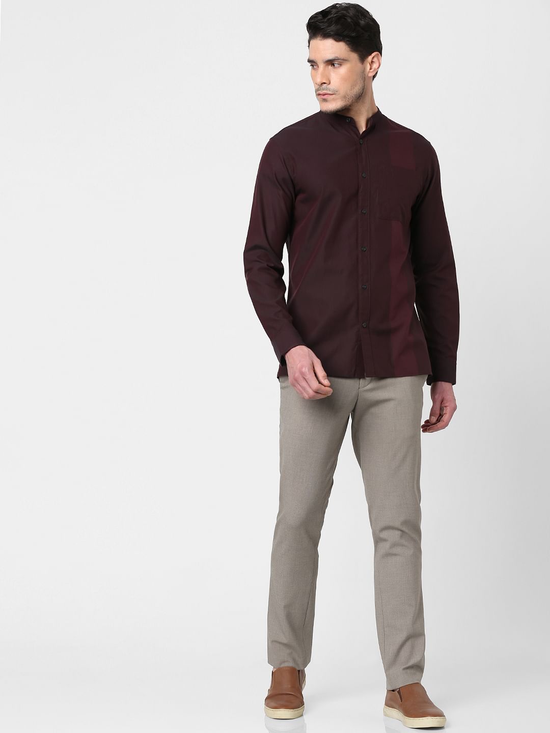 Wine Red Full Sleeves Shirt