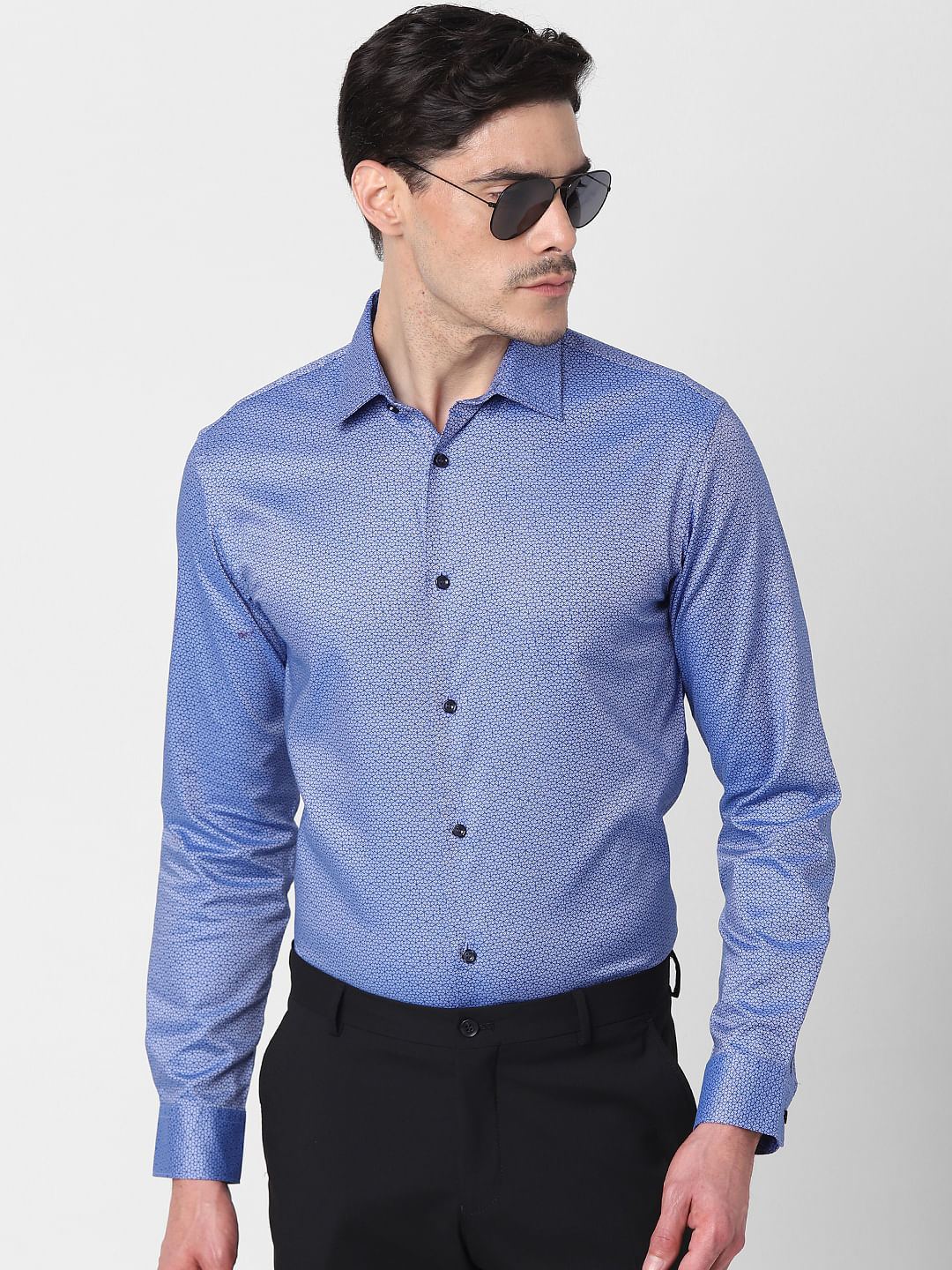 Blue All Over Print Full Sleeves Shirt