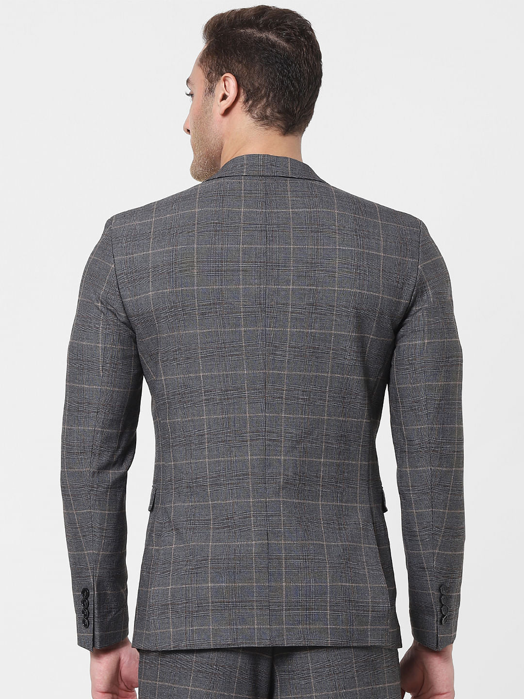 Grey Check Slim Fit Blazer