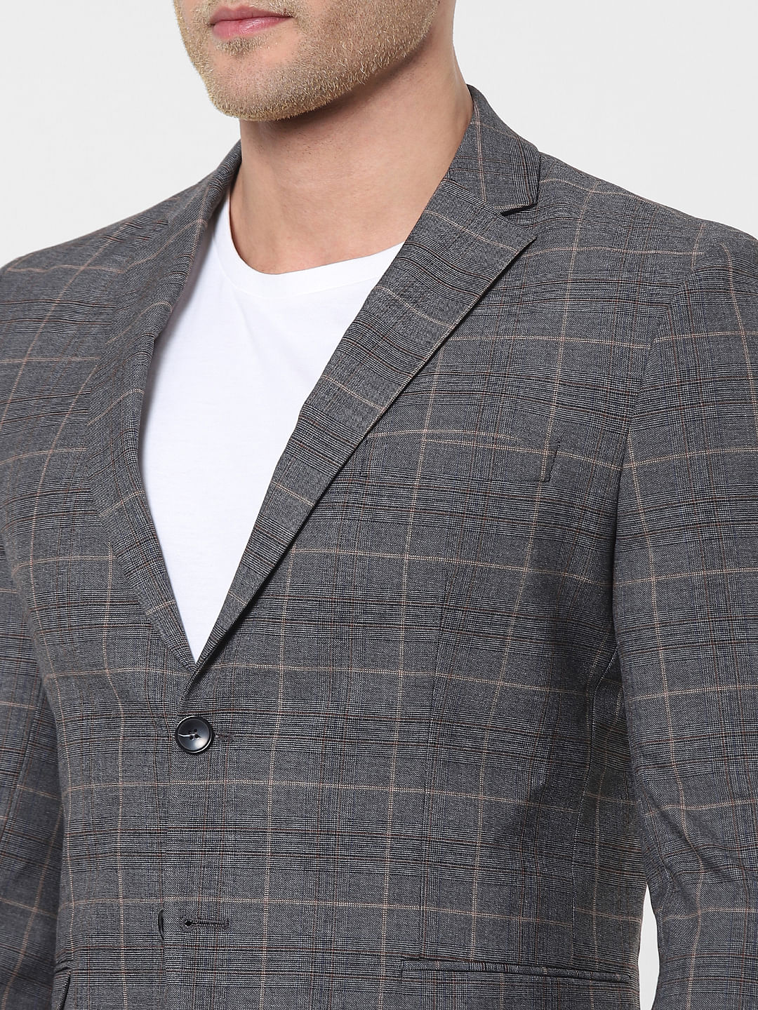 Grey Check Slim Fit Blazer