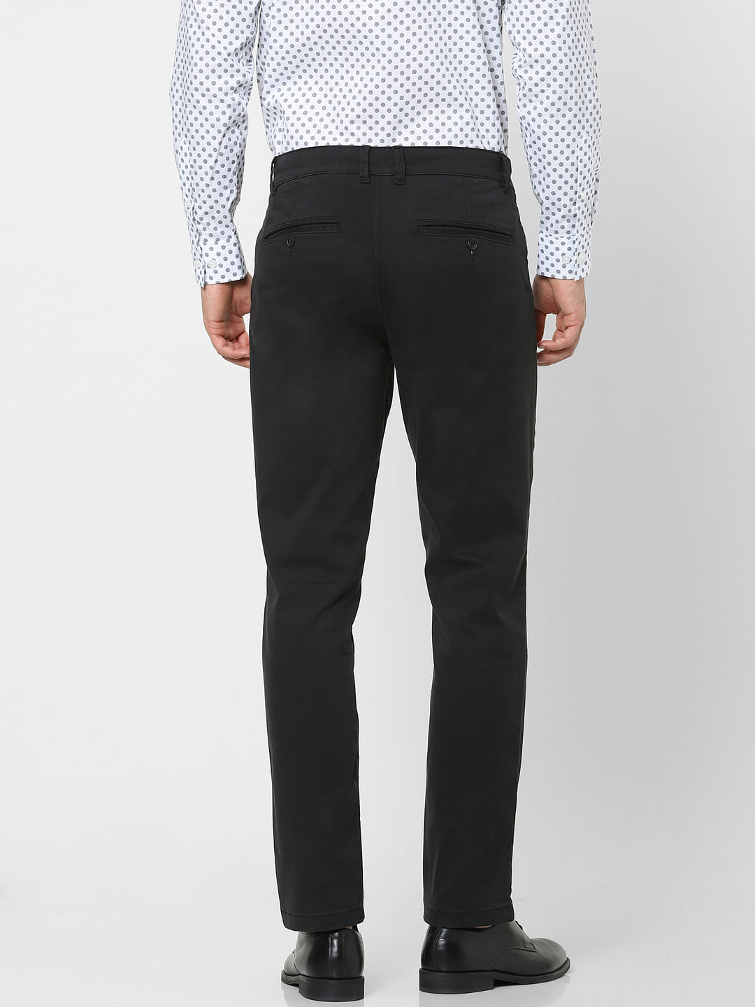 Black Mid Rise Formal Slim Chinos
