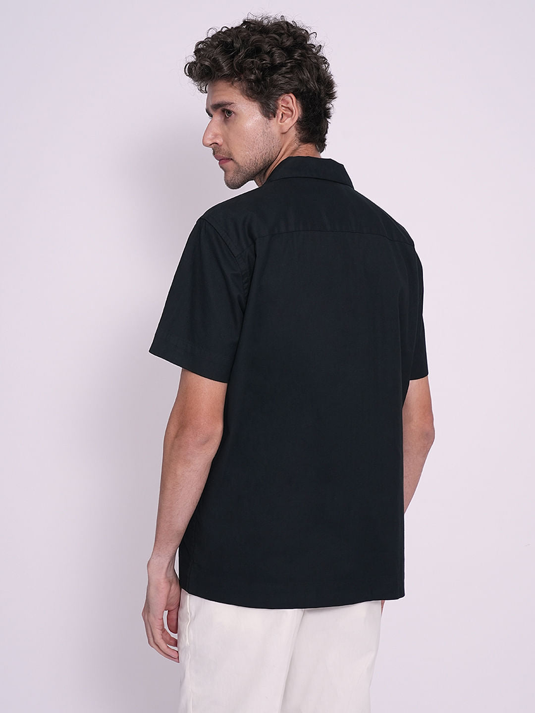 Black Cotton Resort Shirt