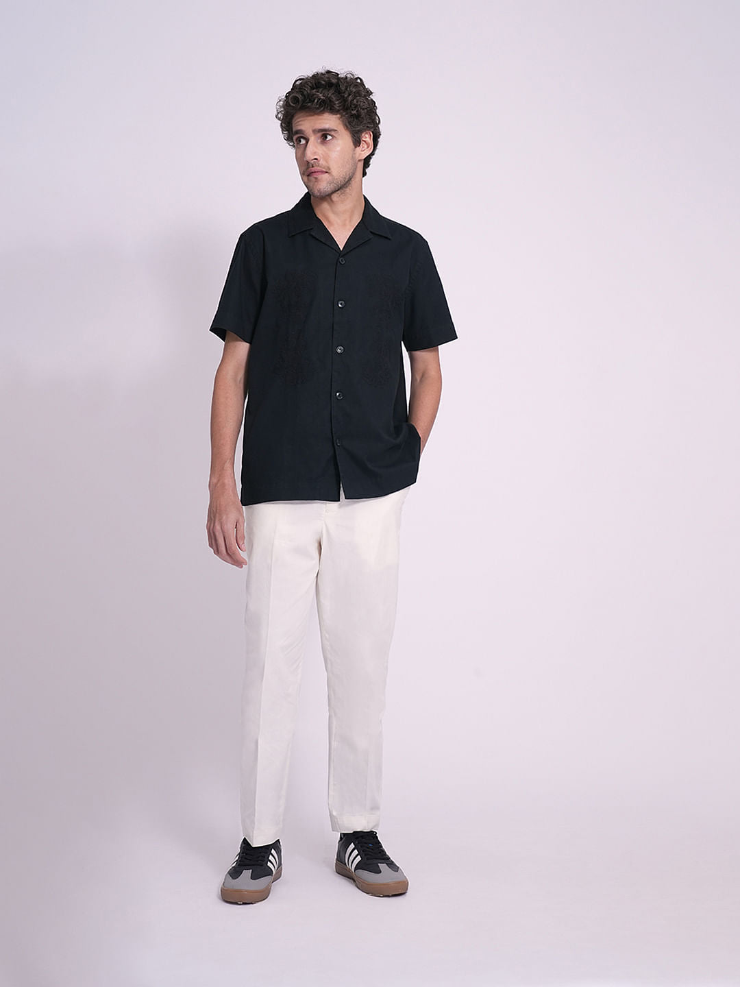 Black Cotton Resort Shirt