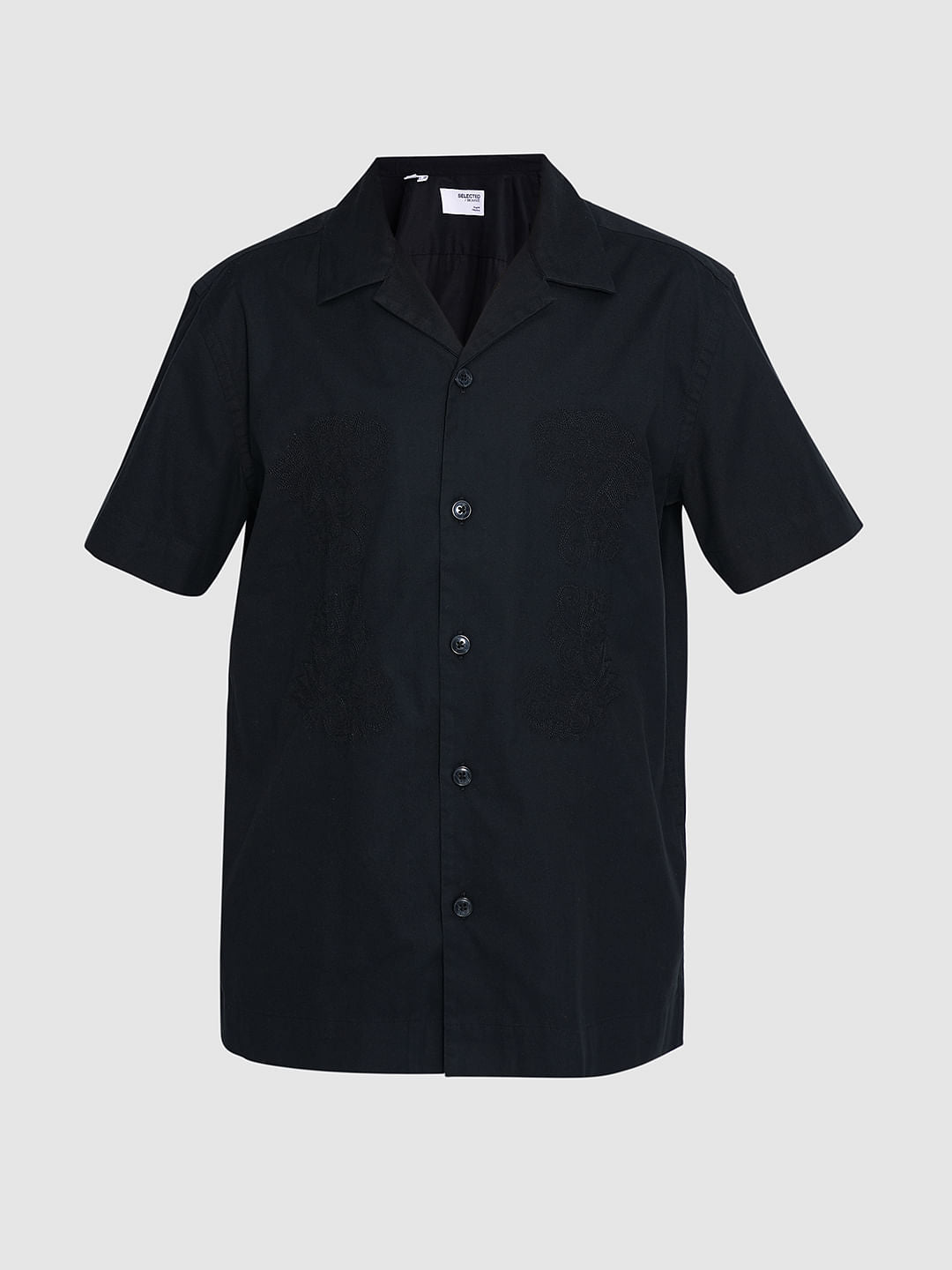 Black Cotton Resort Shirt