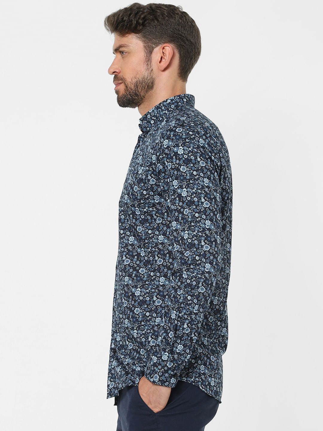 Blue Floral Organic Cotton Full Sleeves Shirt