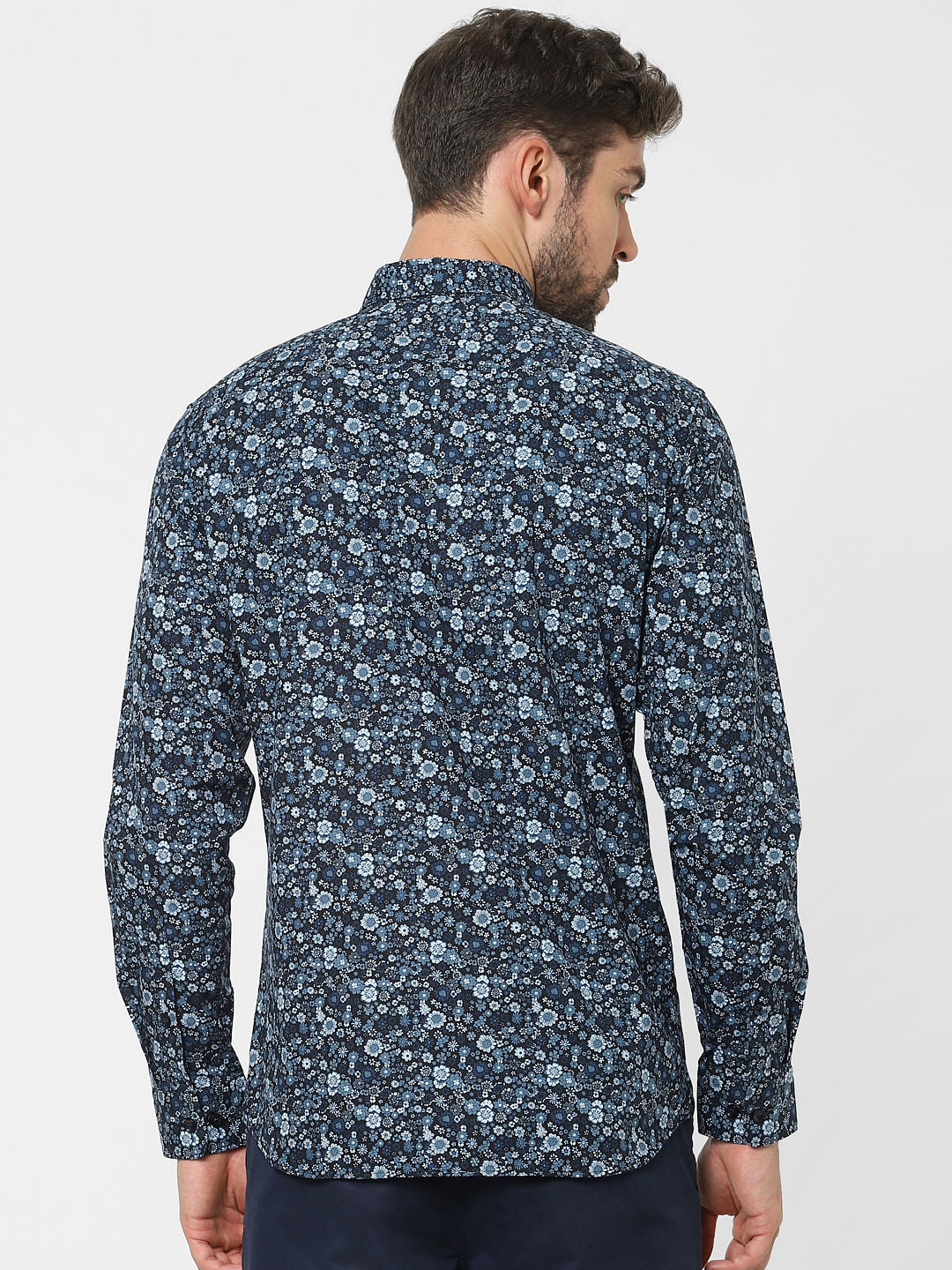 Blue Floral Organic Cotton Full Sleeves Shirt