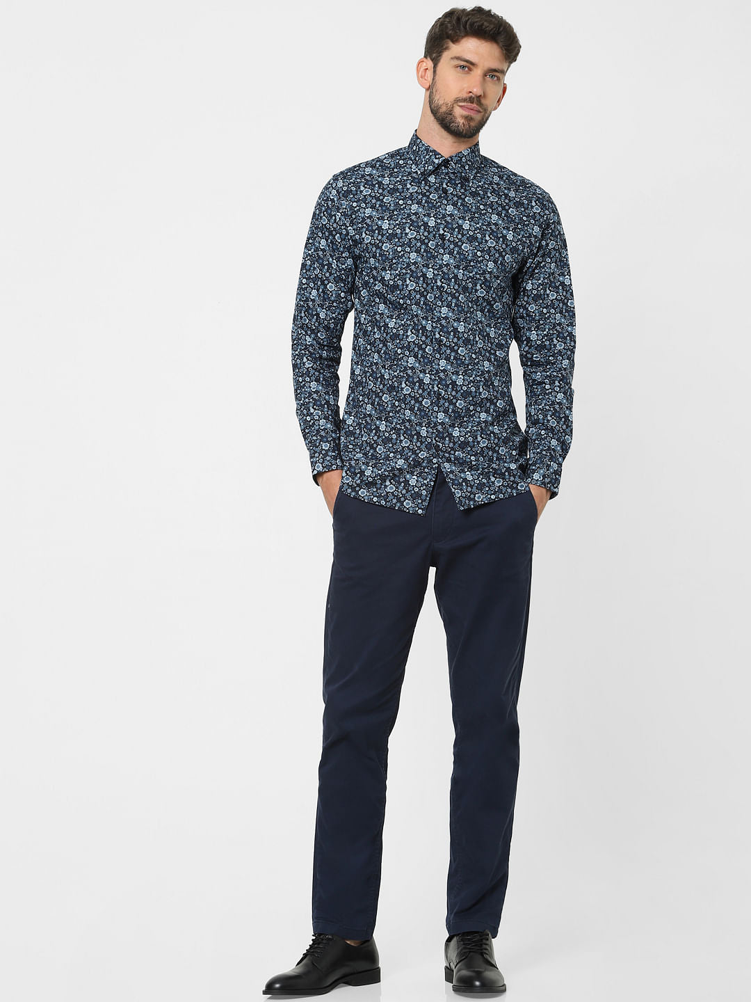 Blue Floral Organic Cotton Full Sleeves Shirt