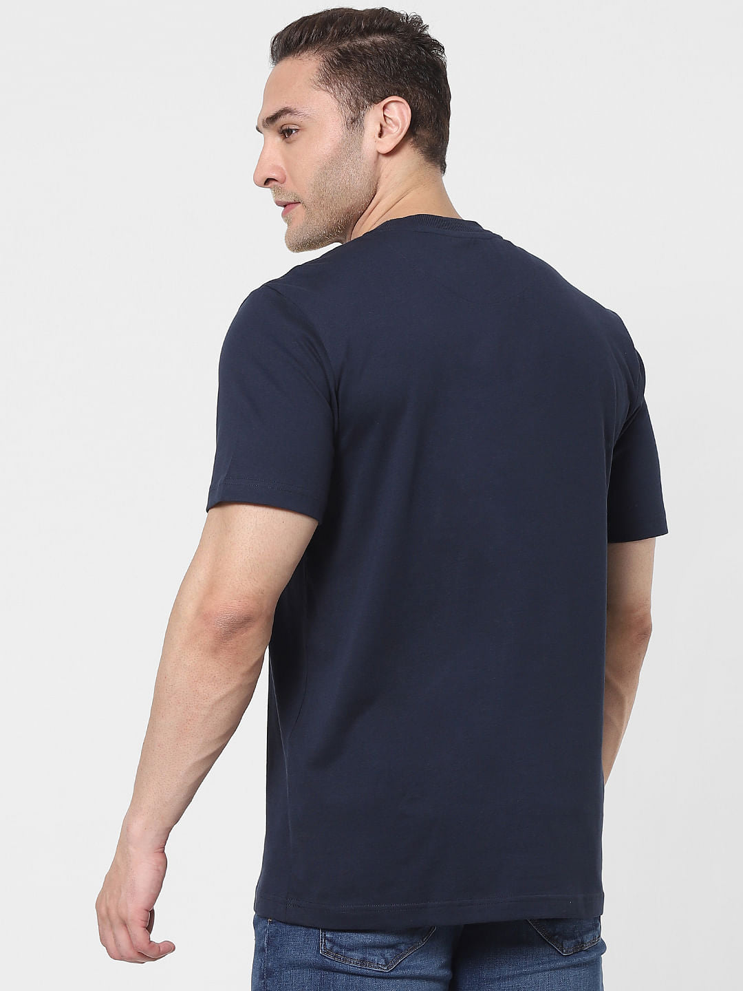 Blue Organic Cotton Text Print T-Shirt