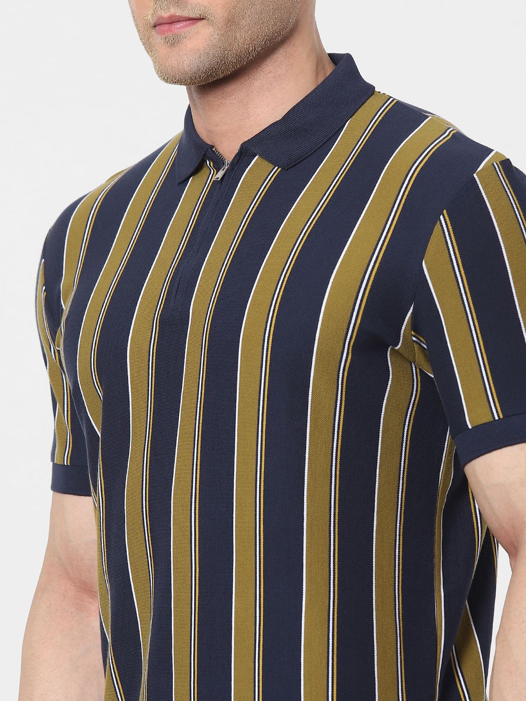 Blue Striped Polo T-Shirt