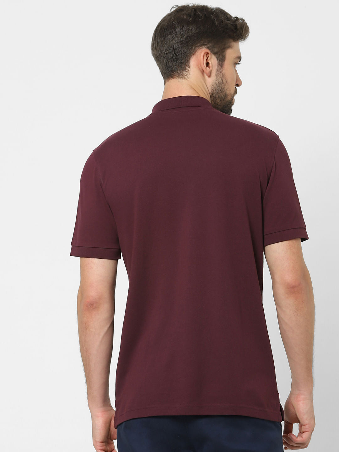 Maroon Organic Cotton Polo Neck T-Shirt