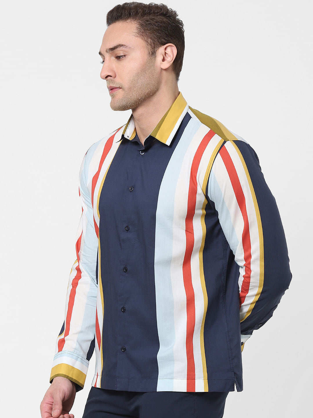 Multi-Coloured Colourblocked Full Sleeves Shirt