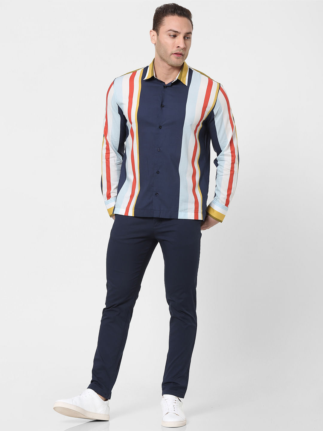 Multi-Coloured Colourblocked Full Sleeves Shirt