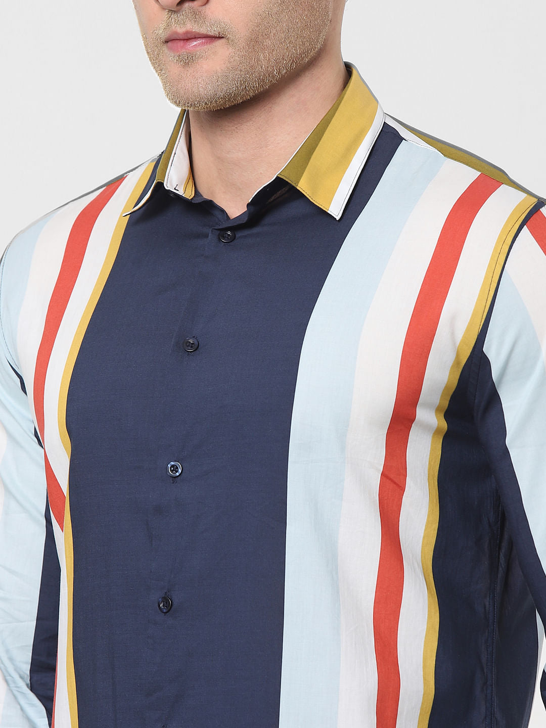 Multi-Coloured Colourblocked Full Sleeves Shirt