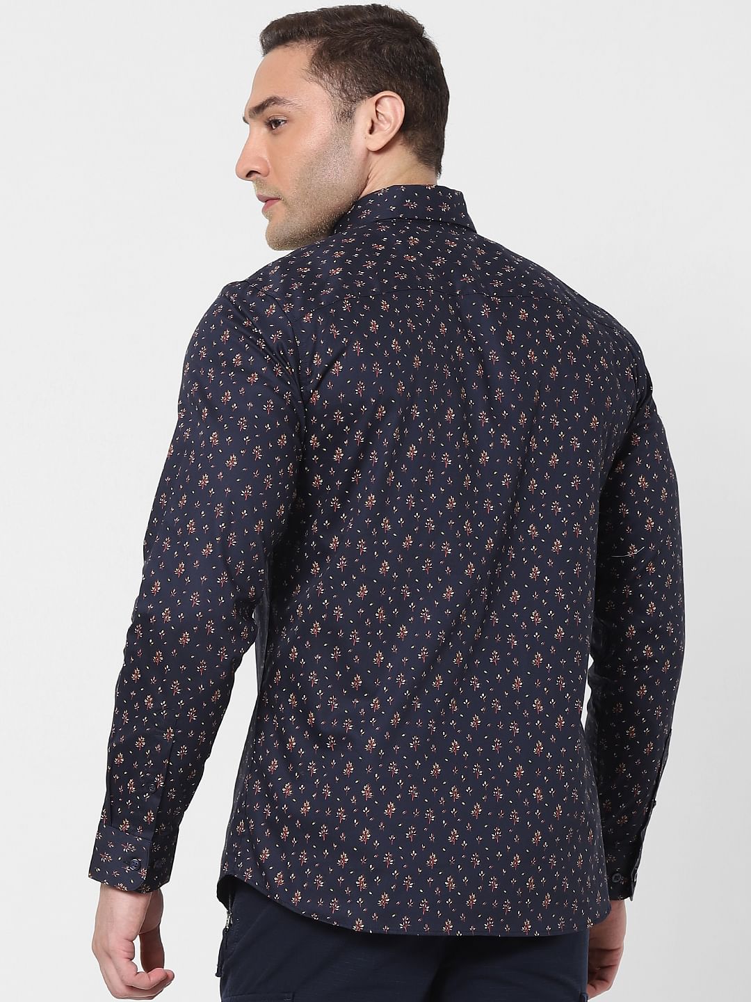Dark Blue All Over Print Full Sleeves Shirt