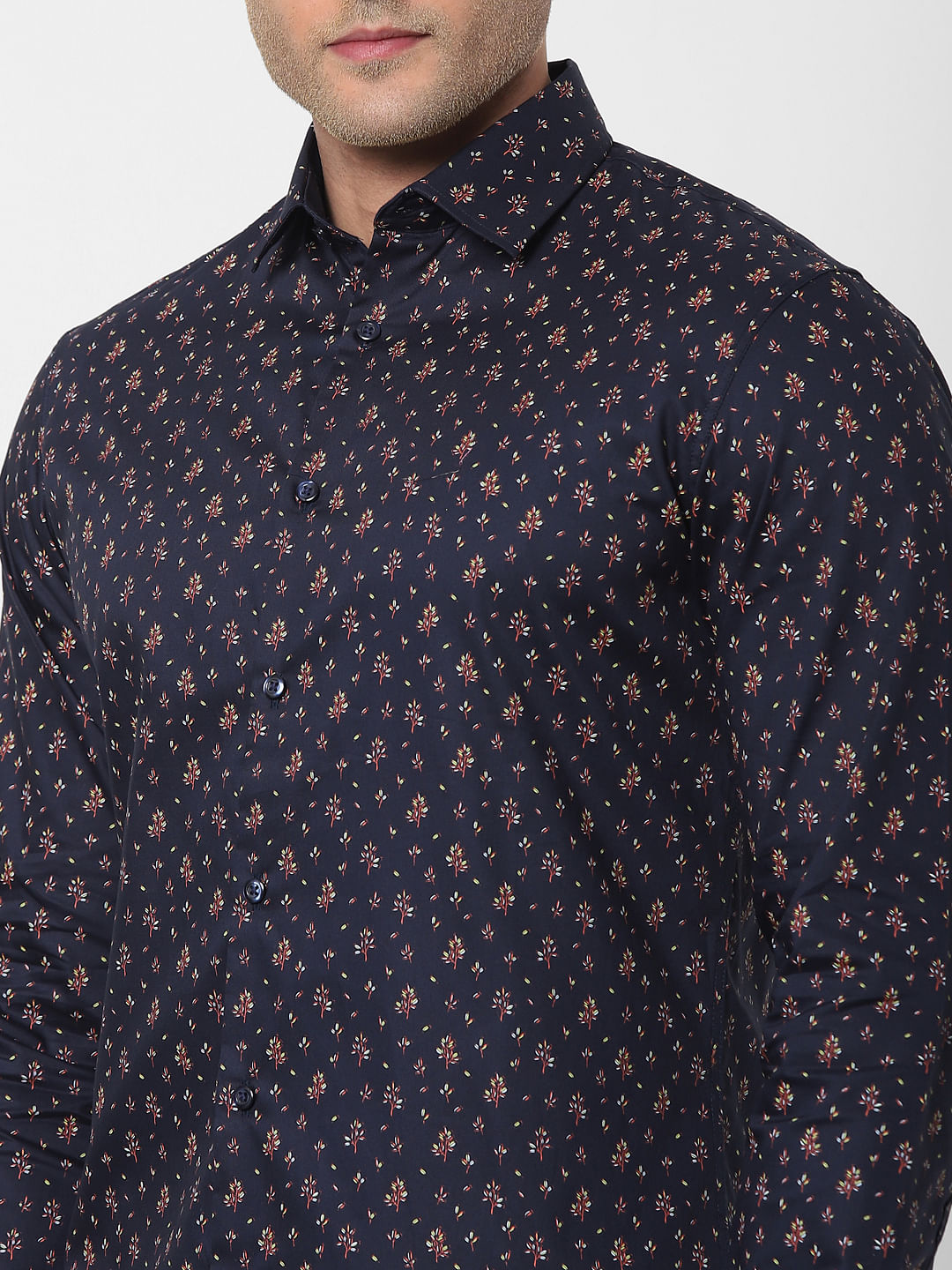 Dark Blue All Over Print Full Sleeves Shirt