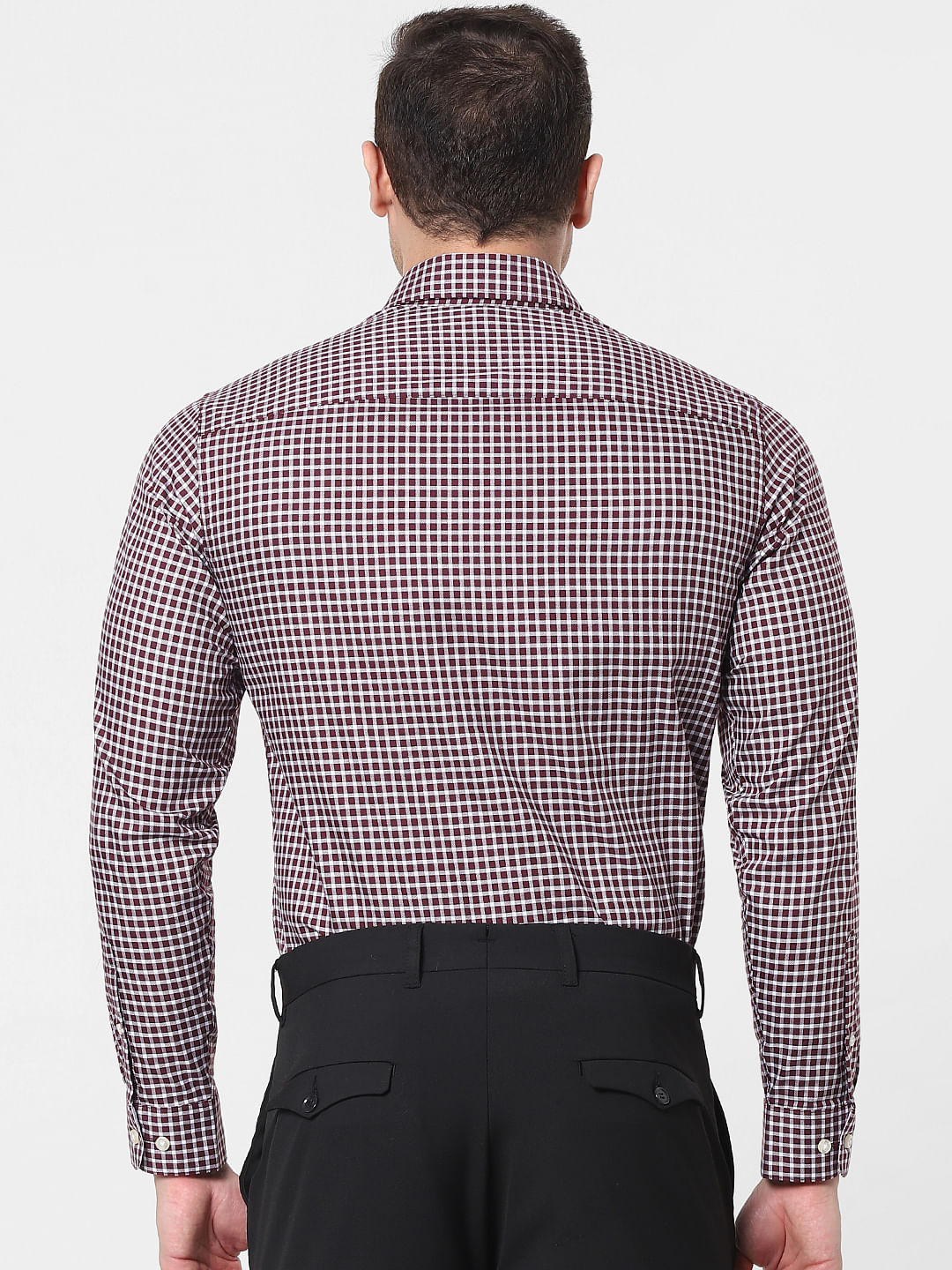 Maroon Check Full Sleeves Shirt