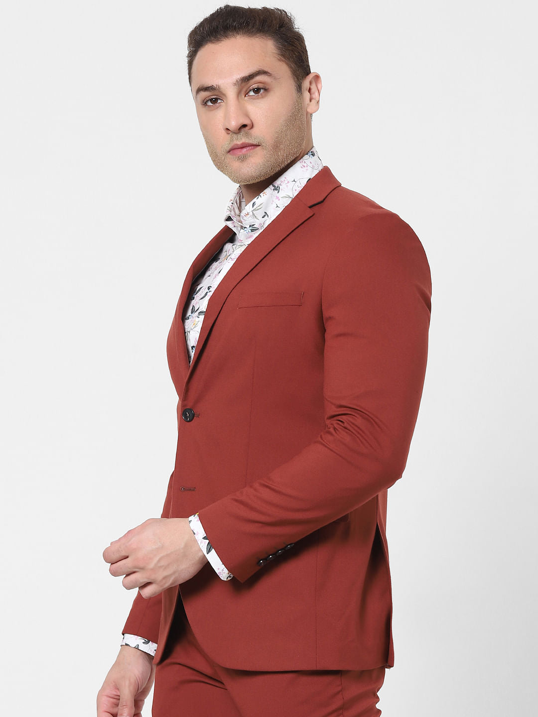 Burnt Red Slim Fit Blazer