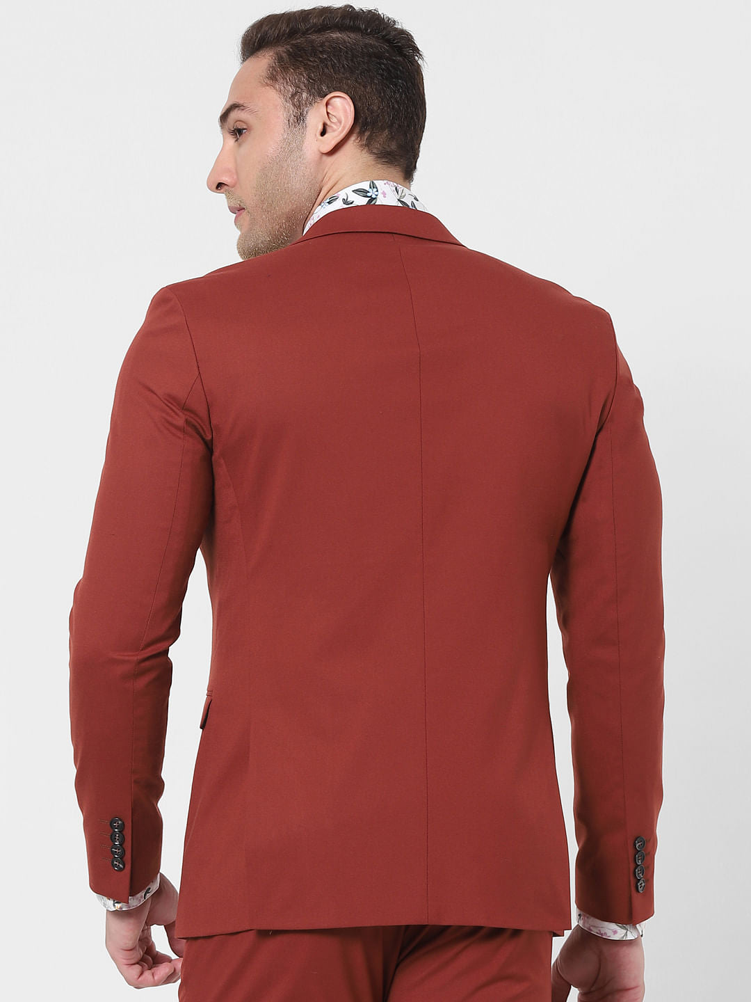 Burnt Red Slim Fit Blazer