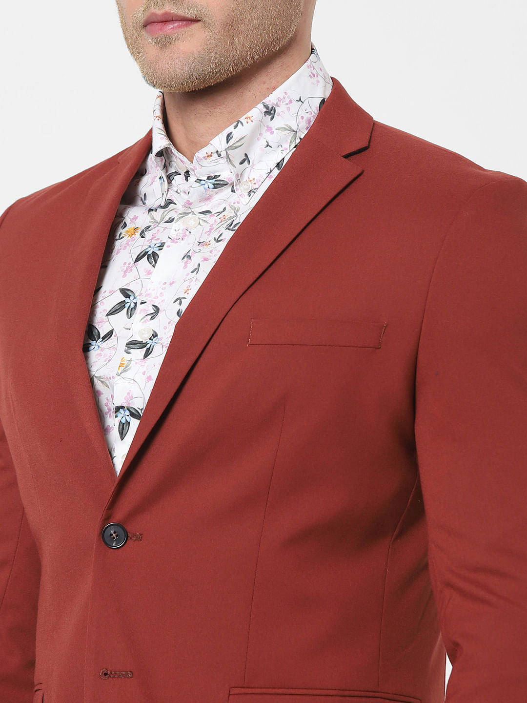 Burnt Red Slim Fit Blazer