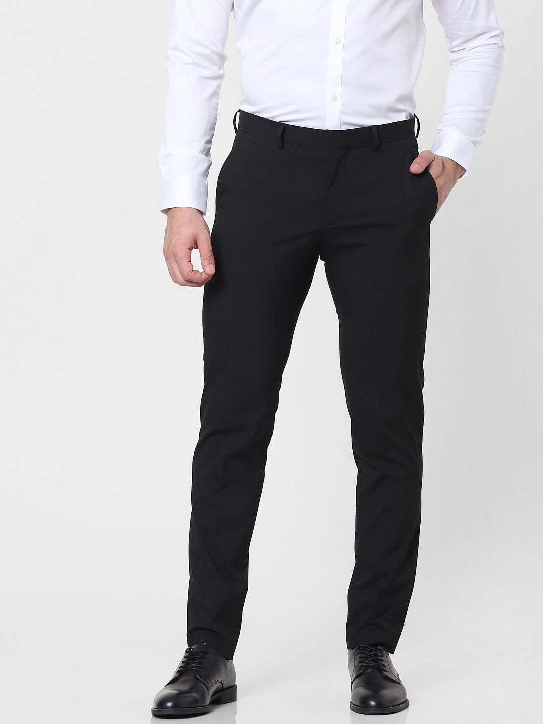 Black Mid Rise Slim Fit Trousers