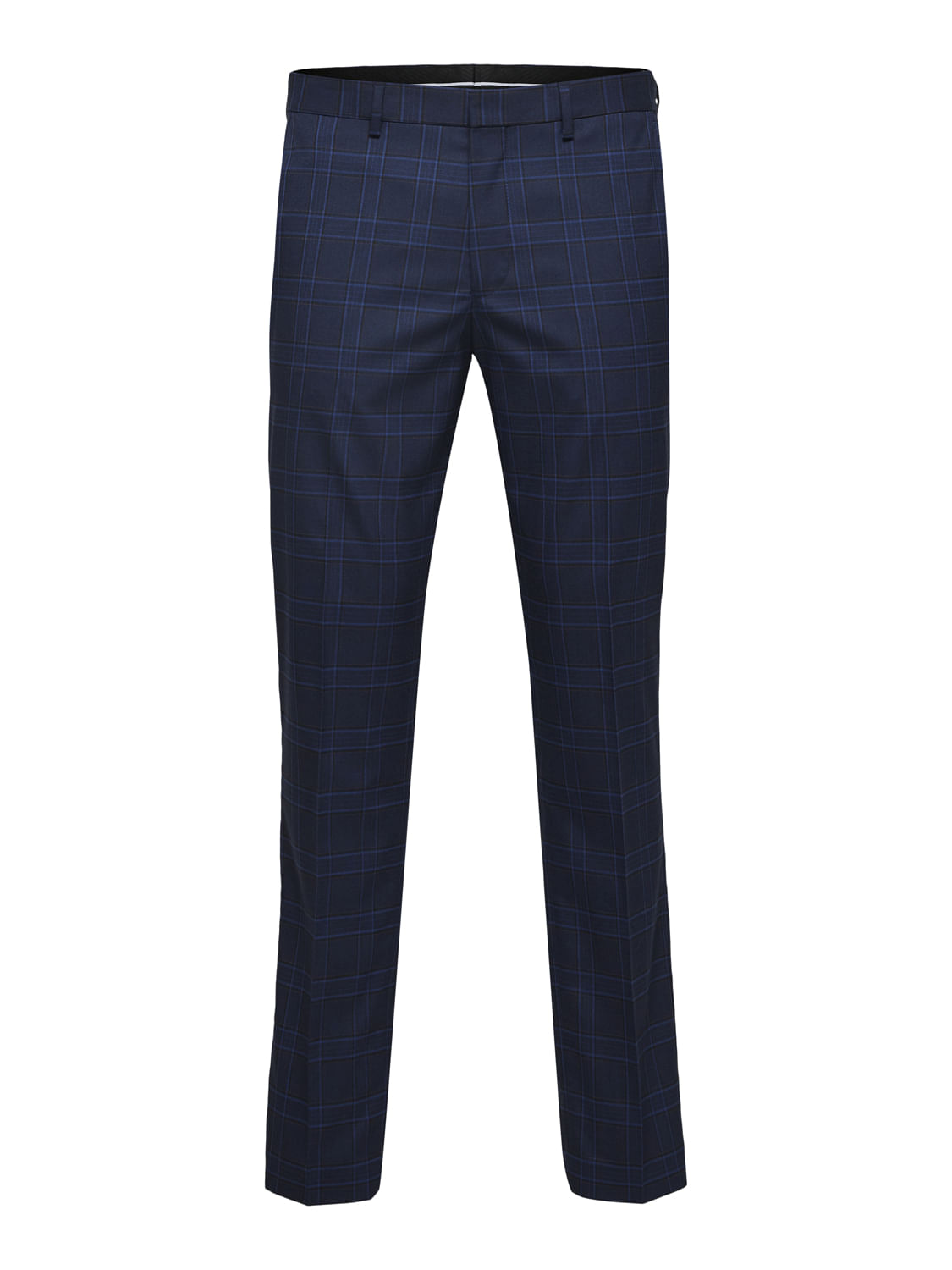Blue Check Slim Fit Suit Trousers