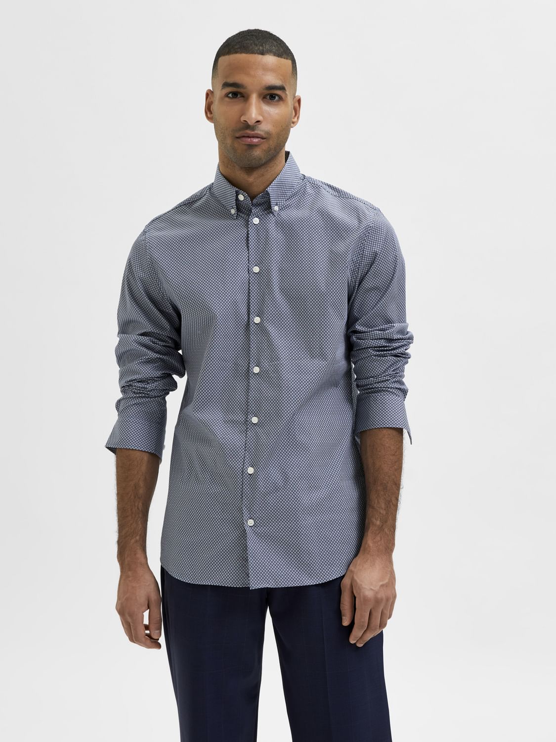 Blue Printed Full Sleeves Shirt