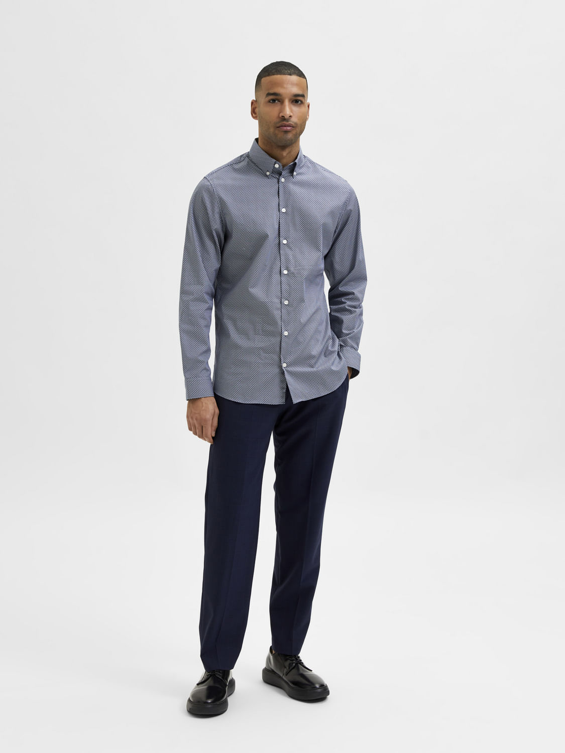 Blue Printed Full Sleeves Shirt