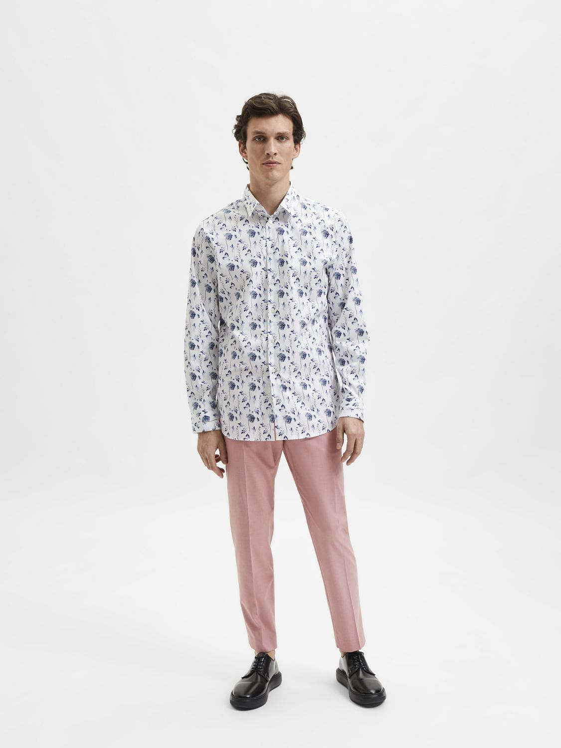 White Floral Organic Cotton Full Sleeves Shirt