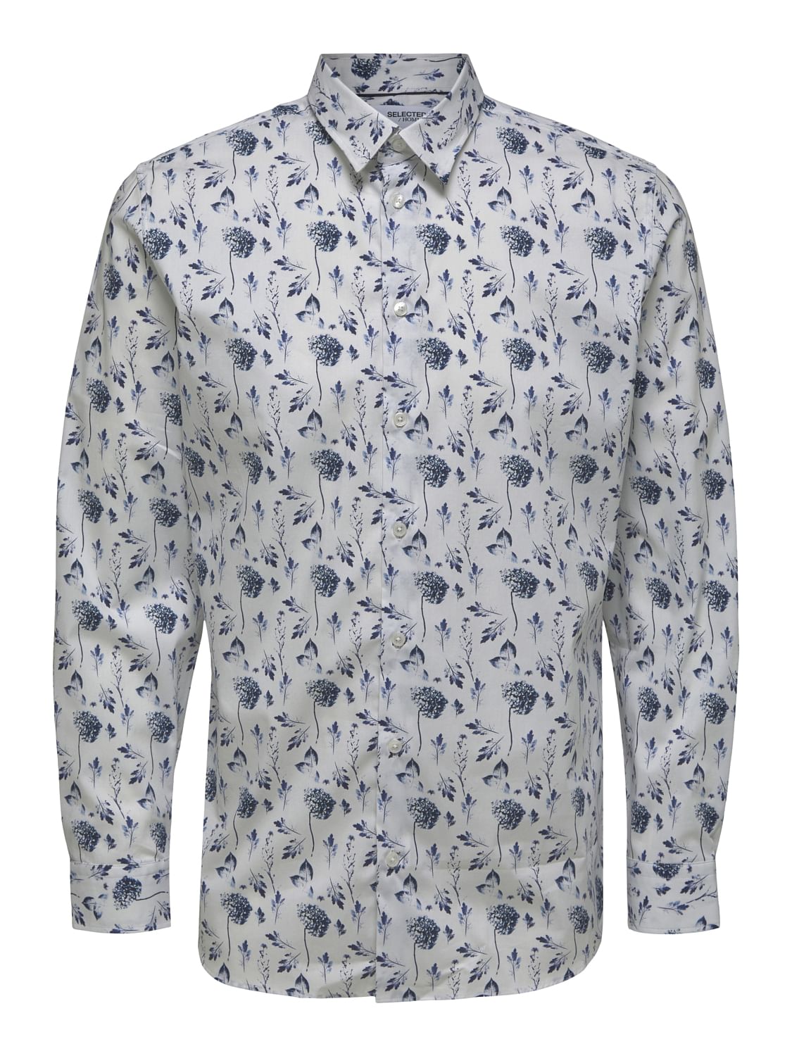 White Floral Organic Cotton Full Sleeves Shirt