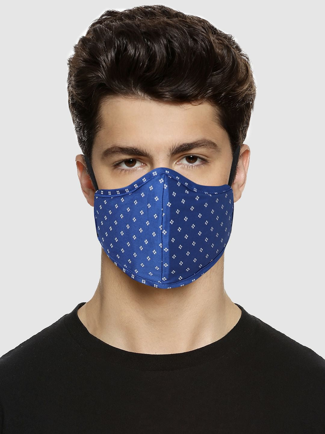 Blue Floral Print N95 Mask With 3 Changeable Pm2.5 Filter