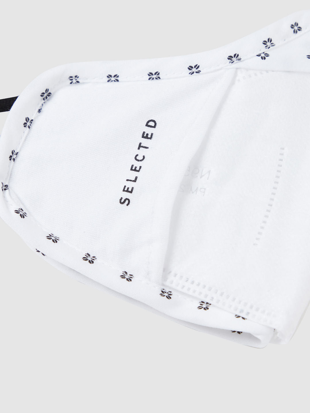 White Floral Print N95 Mask With 3 Changeable Pm2.5 Filter