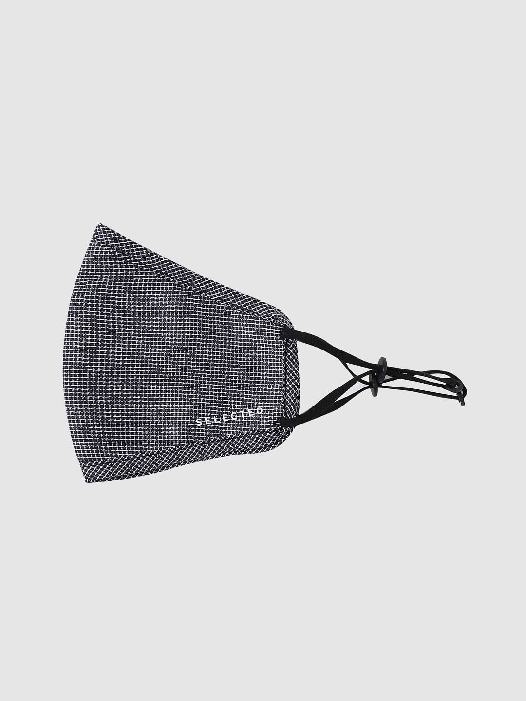 Grey Check Print N95 Mask With 3 Changeable Pm2.5 Filter