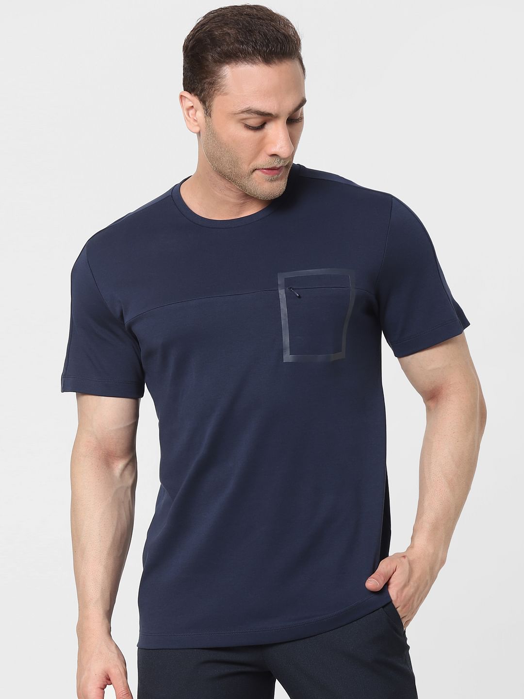 Blue Organic Cotton Crew Neck T-Shirt