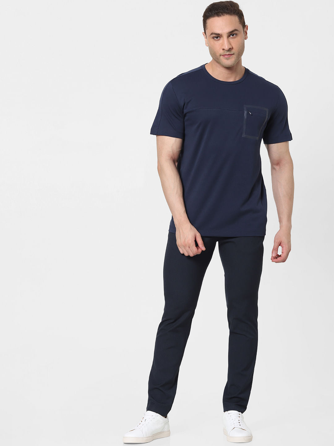 Blue Organic Cotton Crew Neck T-Shirt