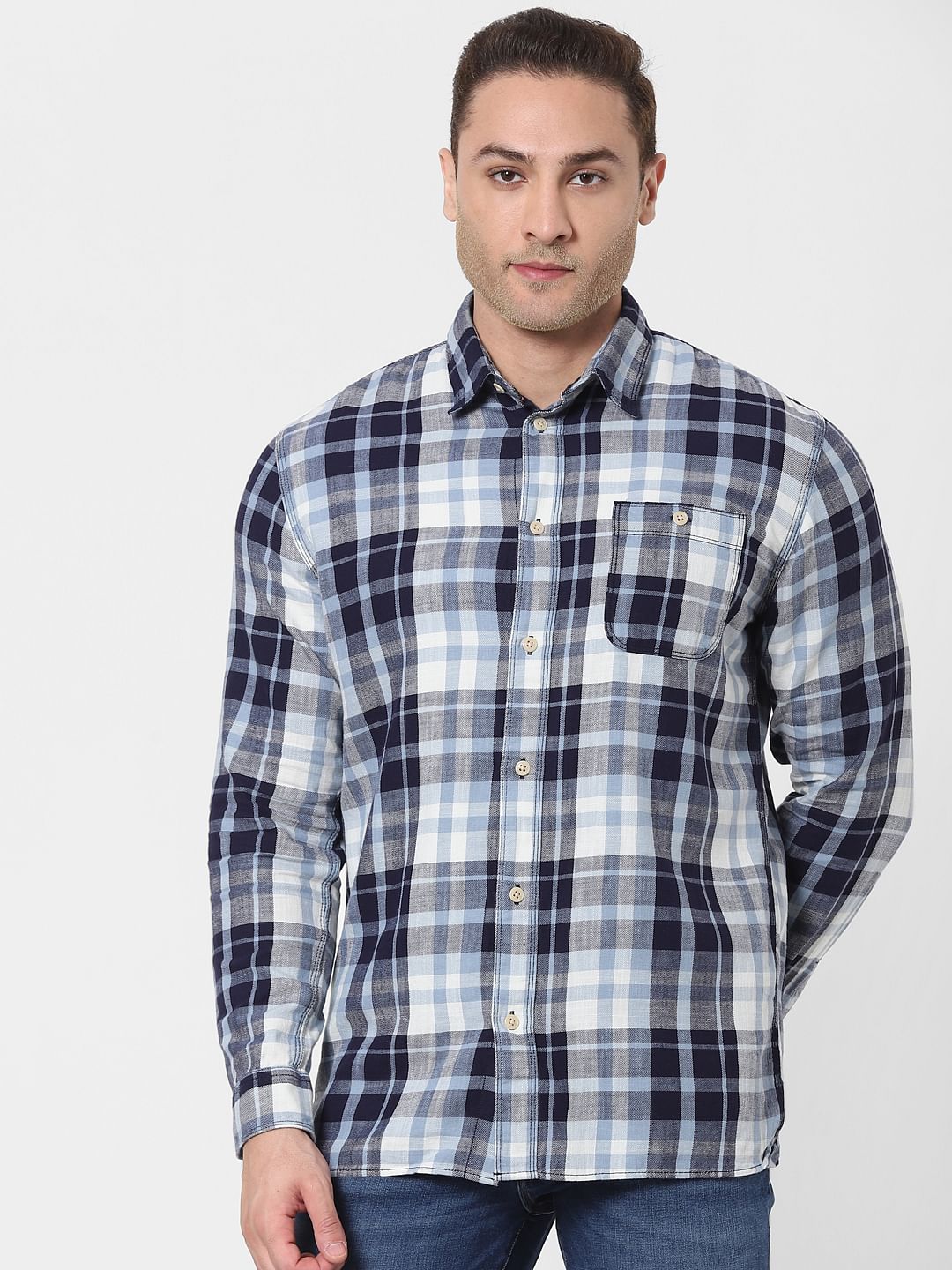 Blue Check Organic Cotton Full Sleeves Shirt