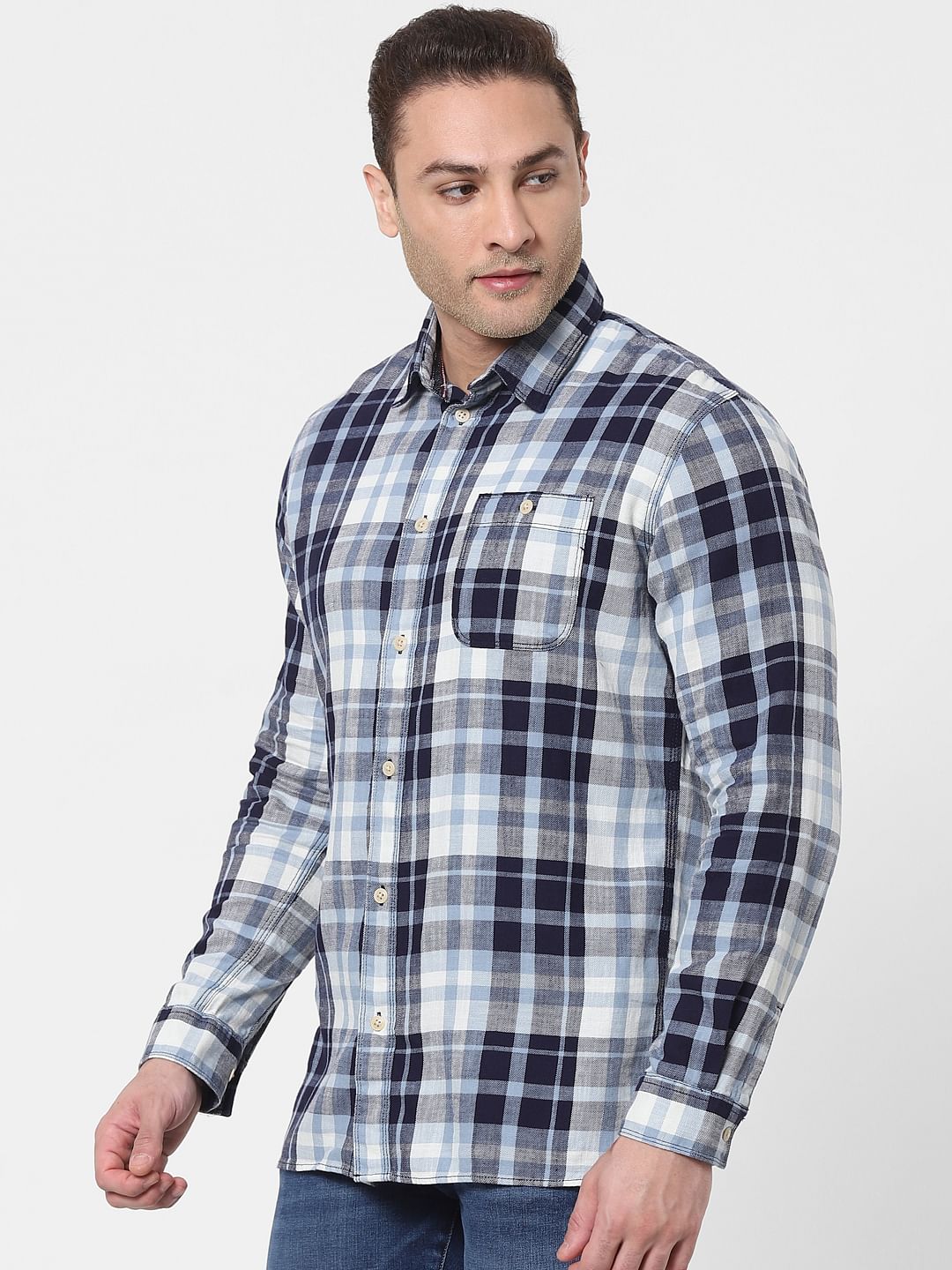 Blue Check Organic Cotton Full Sleeves Shirt