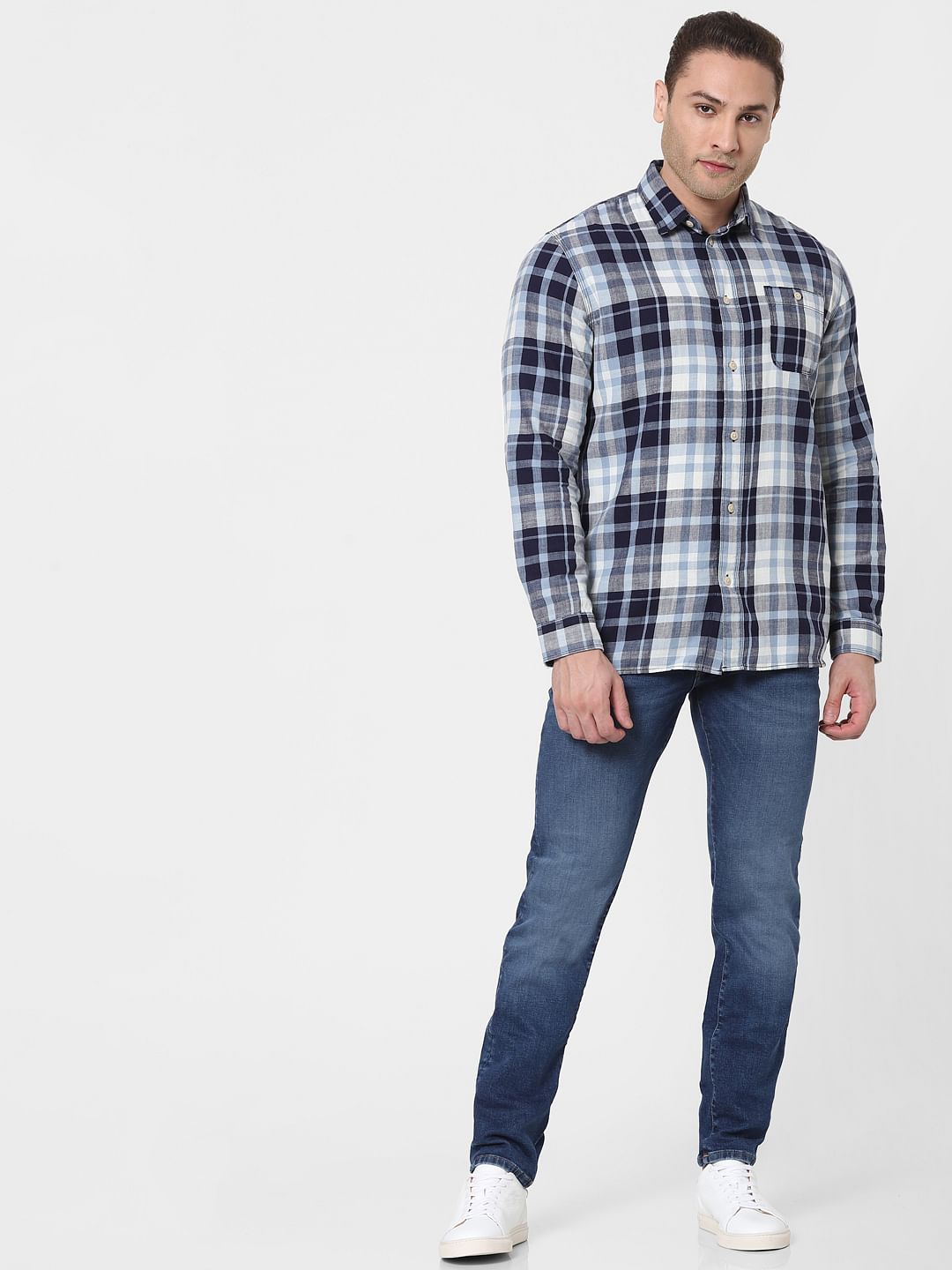 Blue Check Organic Cotton Full Sleeves Shirt