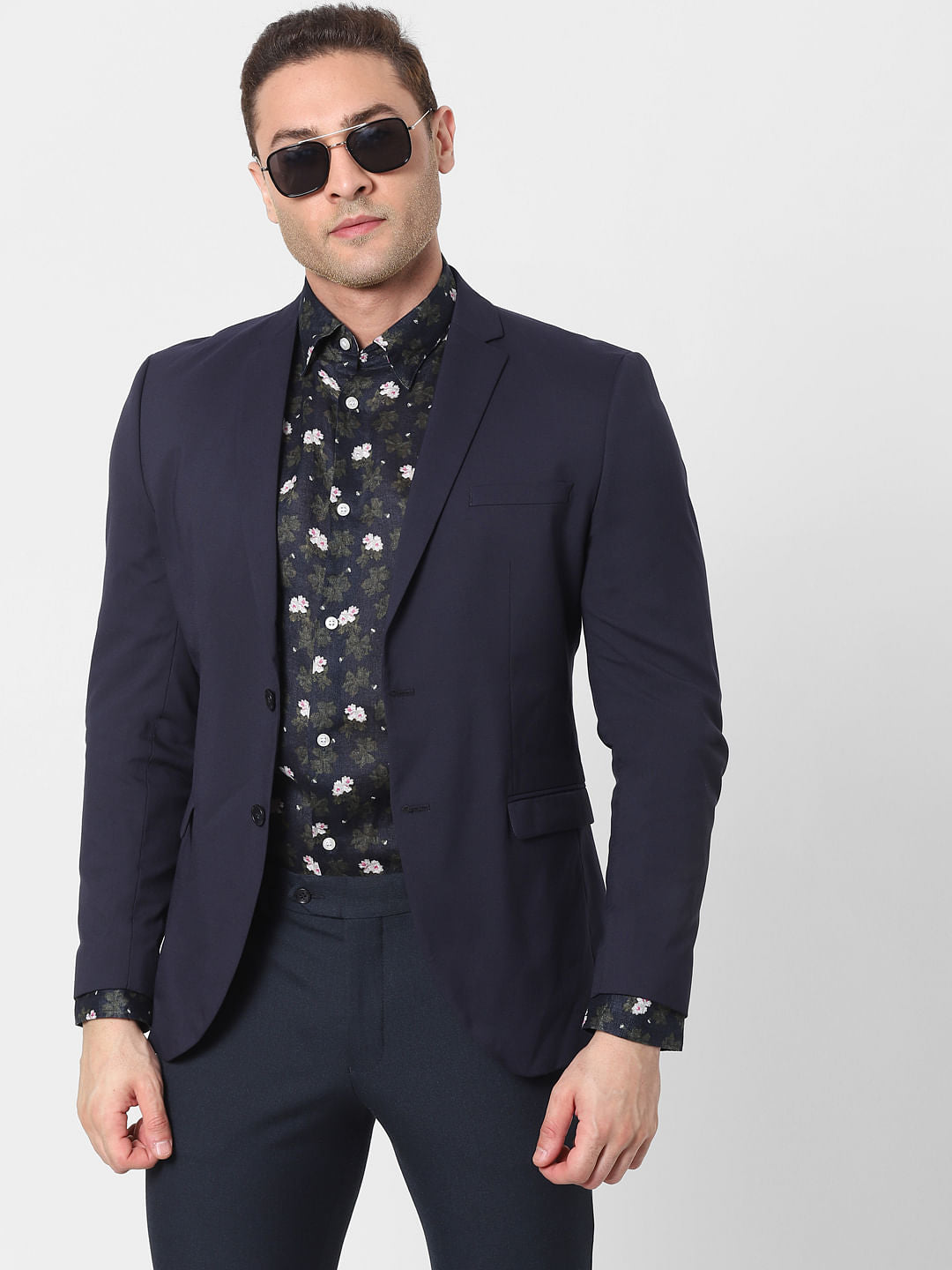 Black Floral Full Sleeves Linen Shirt
