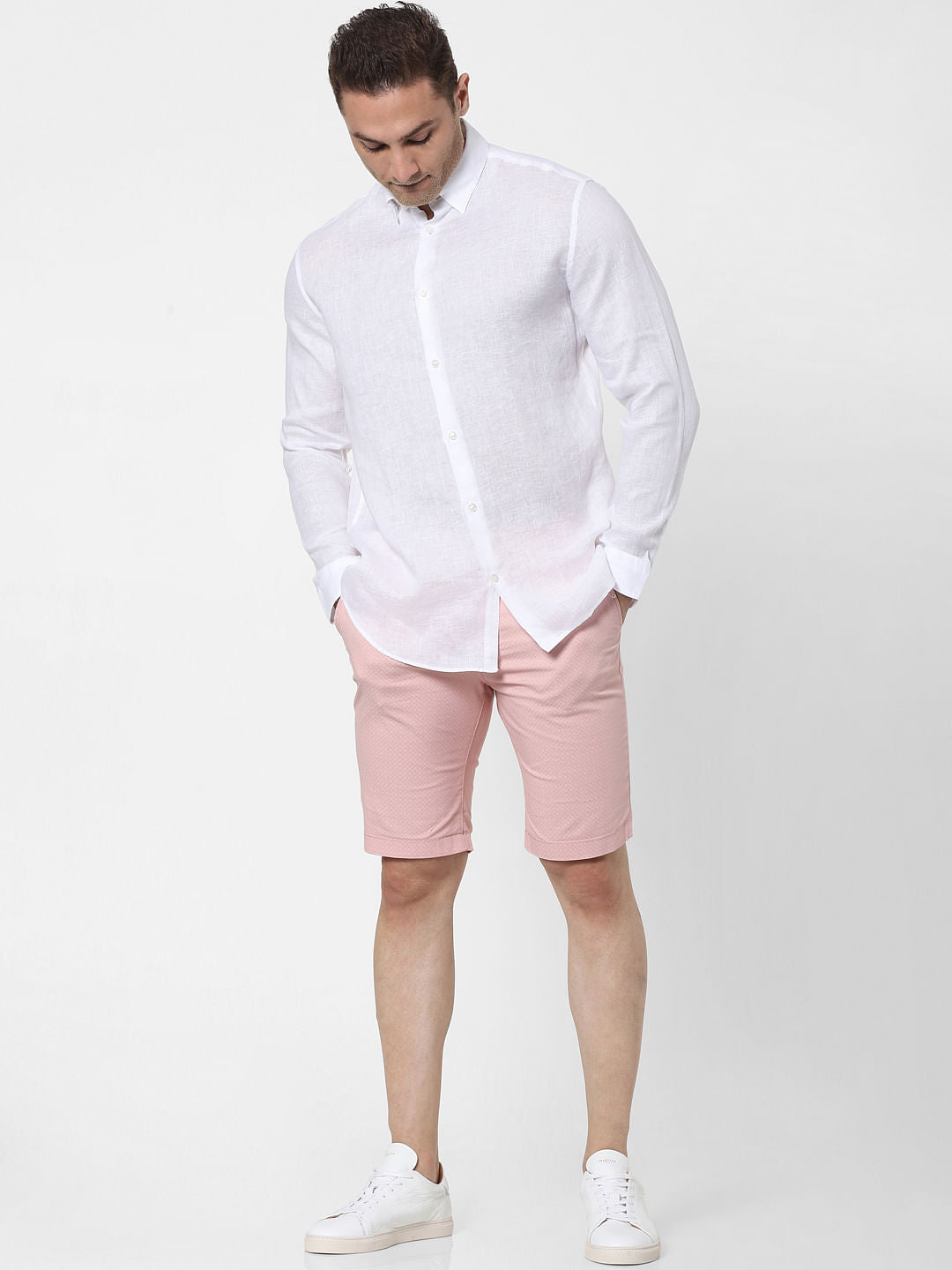 White Full Sleeves Linen Shirt
